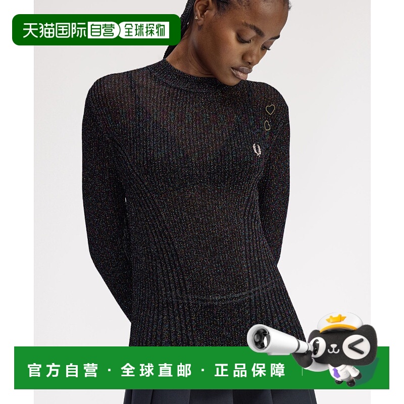 1h可退 日本直邮FRED PERRY 女装 亮片纱线 宽松针织上衣 半透明