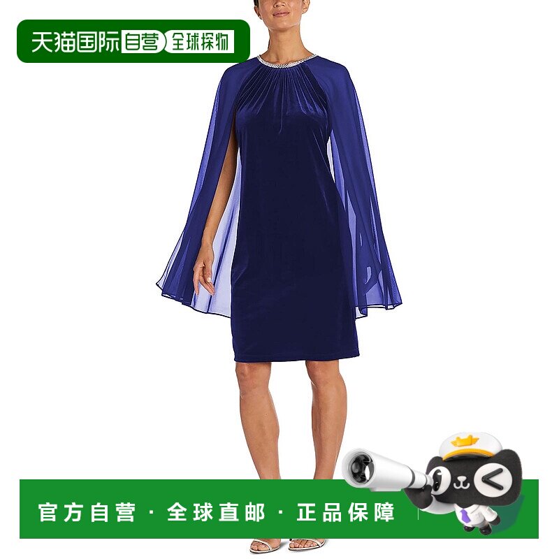 自营r&m richards女式天鹅绒中长鸡尾酒会礼服和派对礼服 - 皇家
