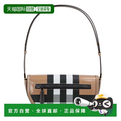自营burberrySmall Check Brown Shoulder Bag - black 美国奥莱