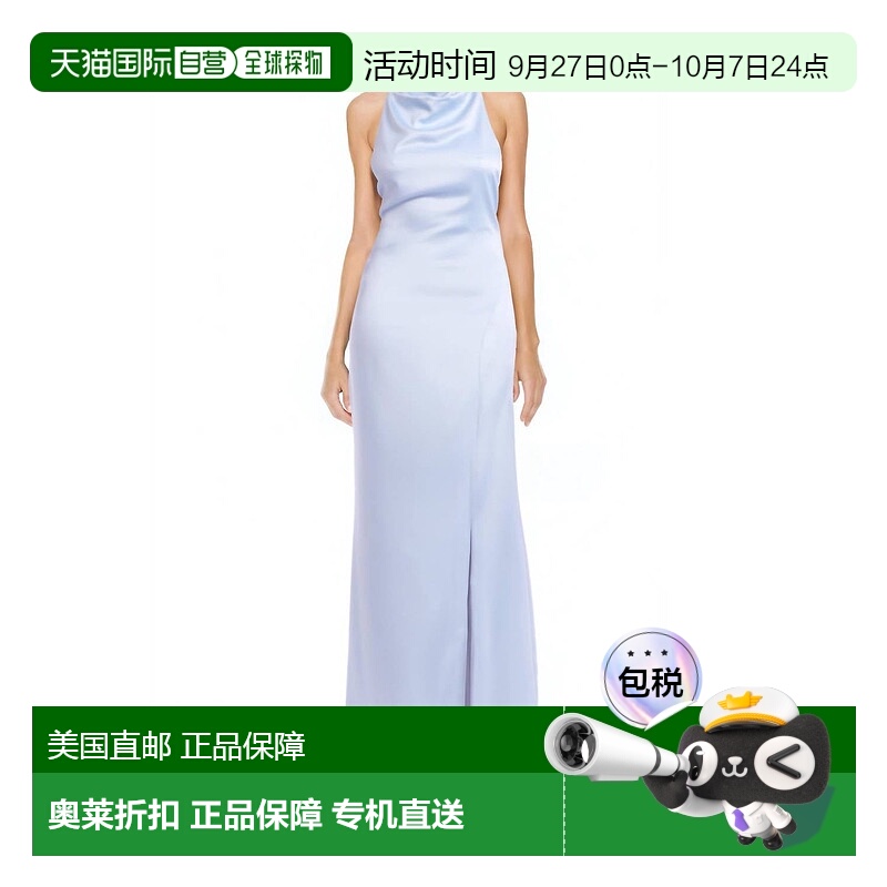 自营badgley mischka戴利Halter领礼服在天空-天空 美国奥莱直发