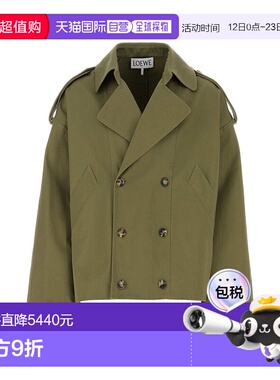 1h可退 香港直邮LOEWE 罗意威 男士 绿色棉质风衣 H526Y02X12PICK