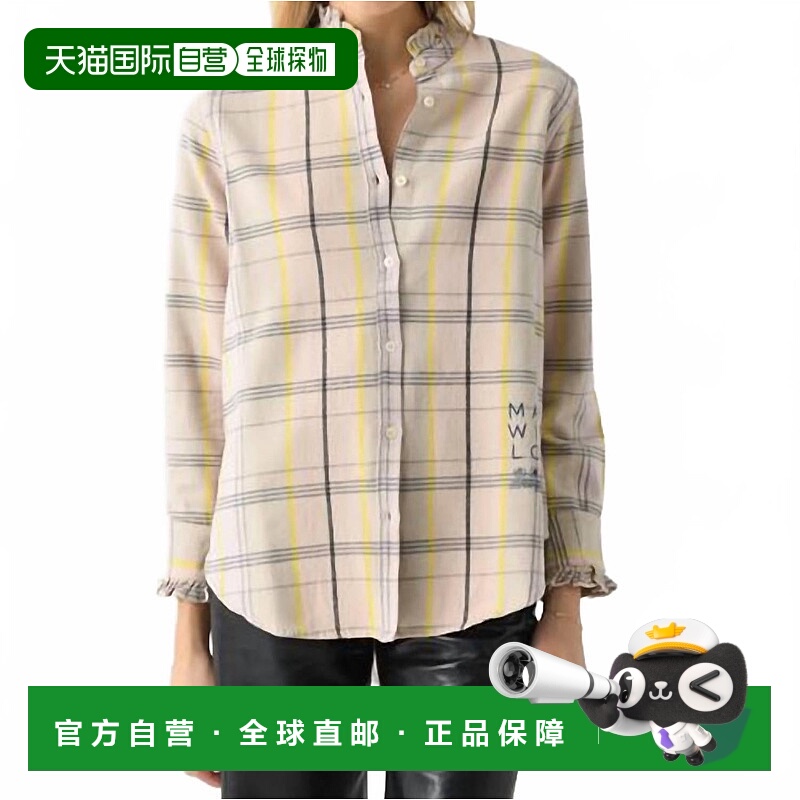 自营kerri rosenthalMia Cabin Plaid Ruffle Shirt In Light Tau