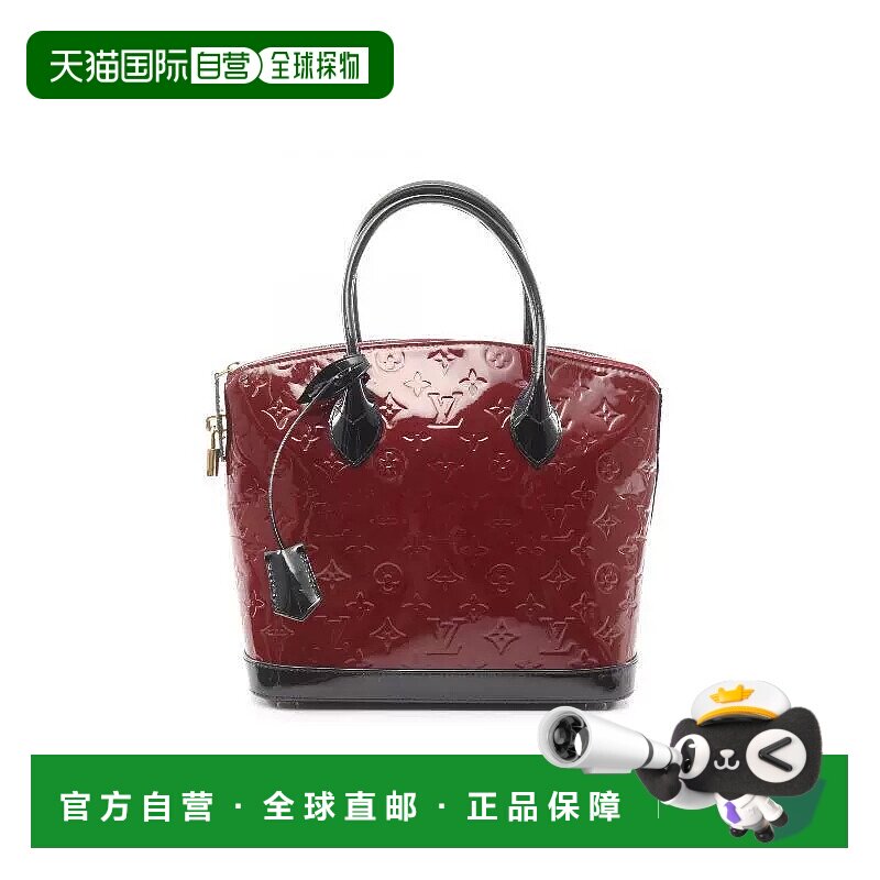 日本直邮中古LV路易威登女包B级9新Lockit PM漆皮手提包红色