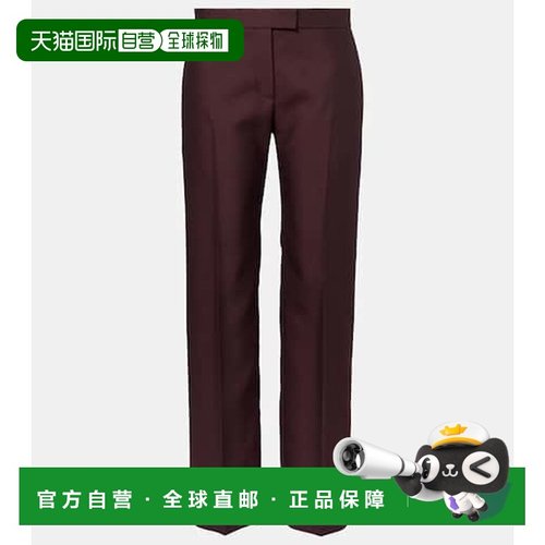 1h可退 香港直邮KHAITE 女士 Callen 羊毛真丝直筒长裤 red红色