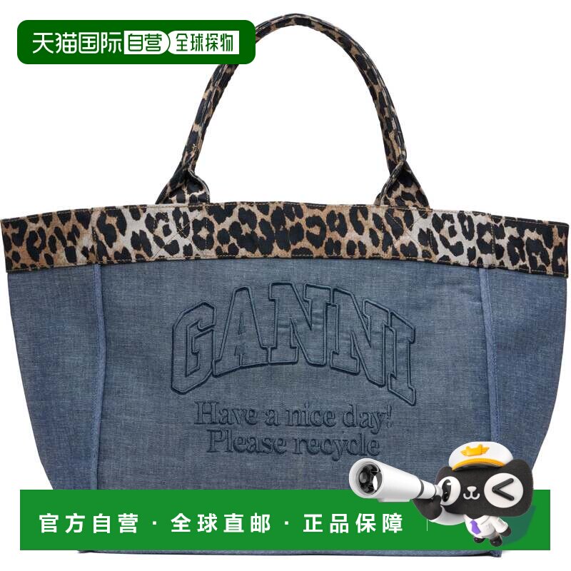 1h可退 香港直邮GANNI 甘尼 女士 蓝色 & 驼色中号 Trapeze 双面