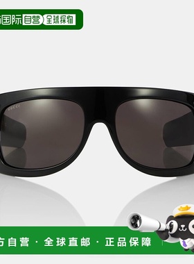 1h可退 香港直邮潮奢 Gucci 古驰 女士 矩形太阳眼镜 black黑色