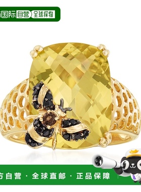 自营Ross-Simons 柠檬石英蜜蜂戒指，18kt 金配多宝石装饰 - 黄金
