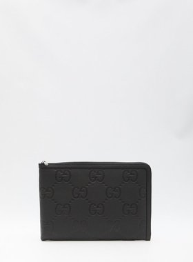 GUCCI 男士手拿包 792262AABY01000 AW2024 黑色 Jumbo GG pouch