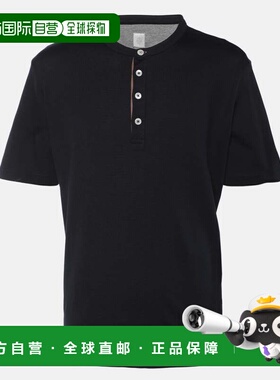 自营Eleventy Navy Blue Jersey Henley T-Shirt - navy 美国奥莱