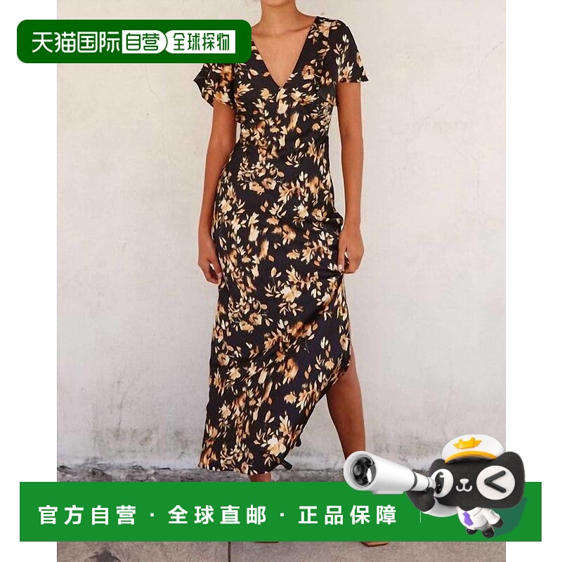 自营dress forumFlutter Sleeve Satin Maxi Dress In Midnight G