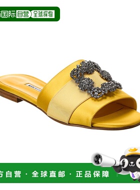 自营 Manolo Blahnik Martamod Satin Sandal - yellow 美国奥莱