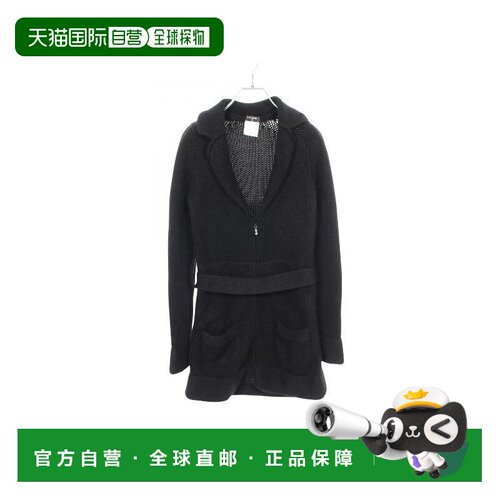 日本直邮中古Chanel香奈儿女A级95新coat风衣外套帆布外套黑色