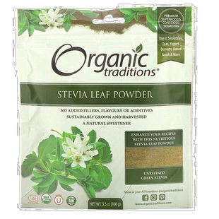 香港直发Organic Traditions甜味剂甜味剂甜叶菊叶粉未精制100g