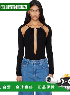 香港直邮Marine Serre 女士 黑色 Draped Jersey Ls Crewneck 连