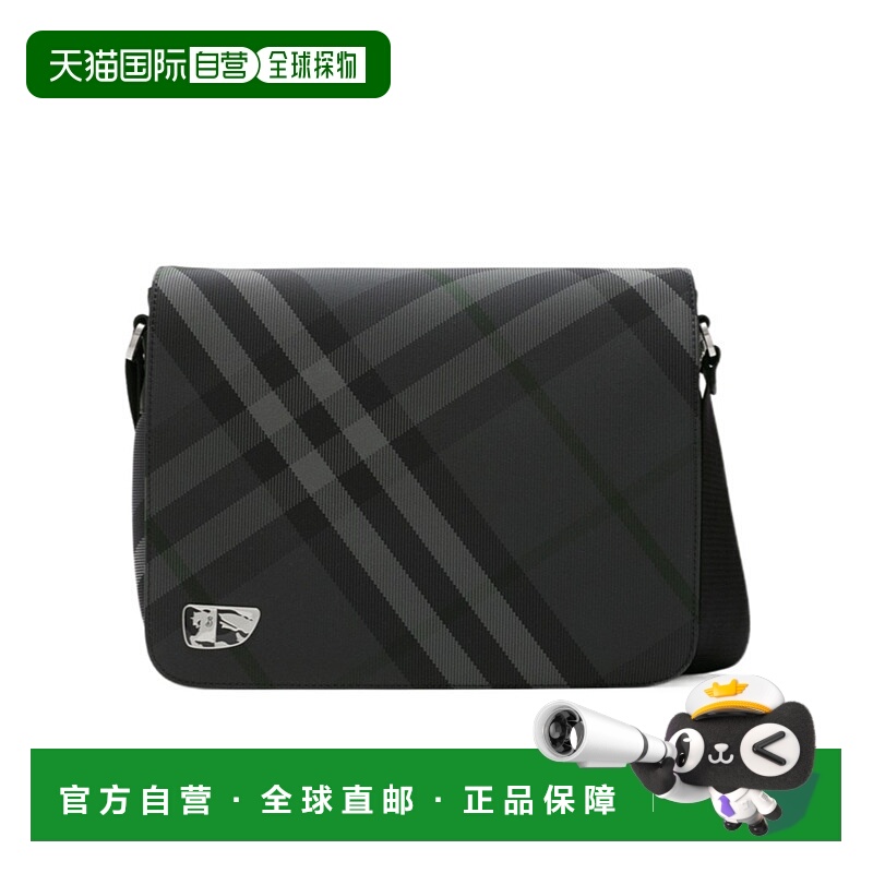 1h可退 香港直邮BURBERRY 男士斜挎包 80973511 AW2024 黑色 格纹