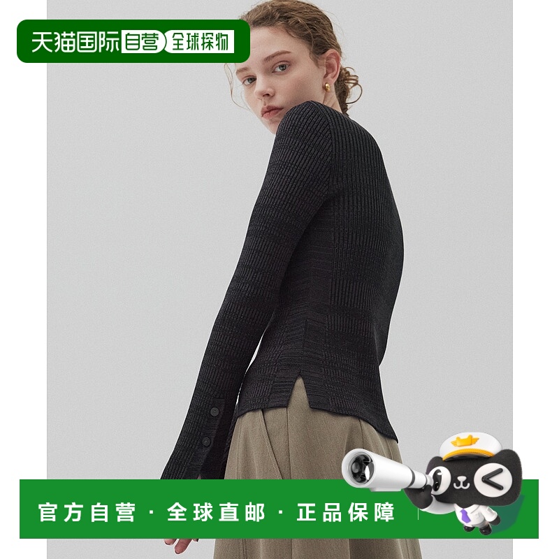 1h可退 日本直邮PUBLIC TOKYO 女士修身显瘦弹力圆领针织衫 细罗