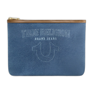 自营 True Religions 梯形拉链化妆包 - 牛仔布 美国奥莱直发