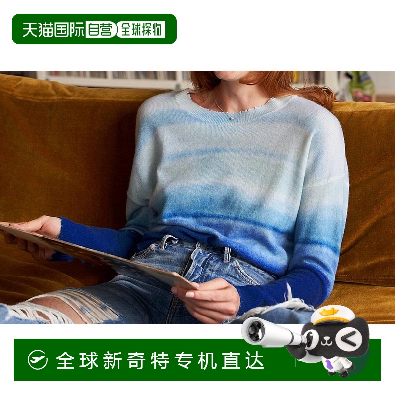 自营 autumn cashmere水蓝色渐变仿旧圆领上衣 - 水色 美国奥莱直
