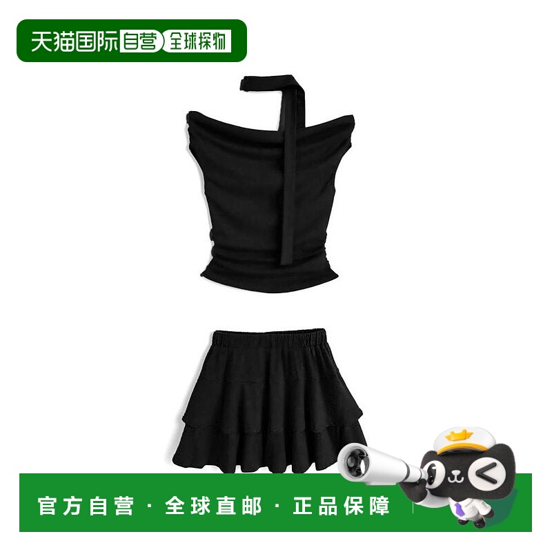 日本直邮日潮 GRL 项圈设计露肩上衣×层叠迷你裙套装ks114半身裙