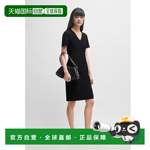 自营 boss修身连衣裙，后部有全拉链 - 黑色 美国奥莱直发