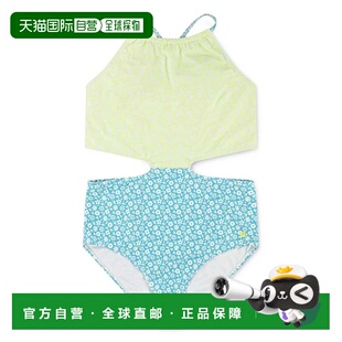 自营Girls Hurley Swimsuit Green Blue Ditsy Floral Halter Mon