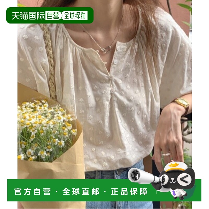 1h可退 日本直邮sorule 女士花朵点缀泡泡袖衬衫 SO10124s21