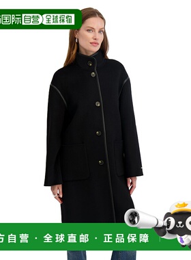 自营TAHARI Women's Single Breasted Soft Wool Topper Coat wit