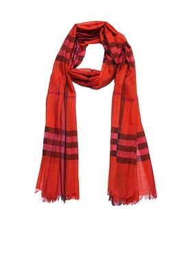 BURBERRY 女士围巾 39025381 SS2021 红色 格纹羊毛围巾