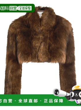 1h可退 香港直邮Blumarine 蓝色情人 女士 棕色皮草夹克 A522L082