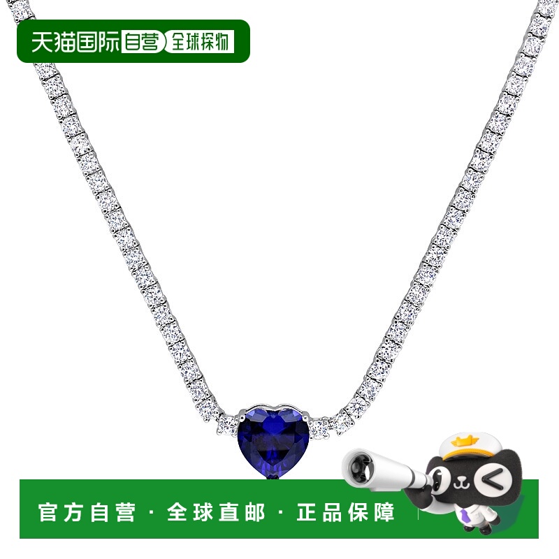 自营 mimi & max 18CT心形创造蓝宝石网球项链 925纯银 美国奥莱