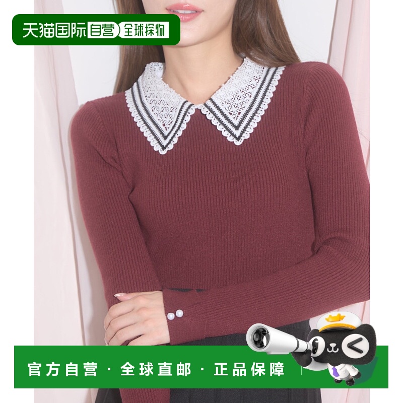 1h可退 日本直邮tocco closet 女士2WAY蕾丝领修身针织衫 1861903