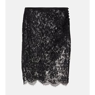 女士 潮奢 圣罗兰 Laurent 透视棉混纺蕾丝裹裙 Saint