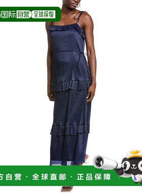 自营 Julia Jordan褶皱雪纺迷笛连衣裙-蓝色 美国奥莱直发性感