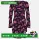 Black Dress Floral Long 自营Maje Mini Ruched Sleeve black