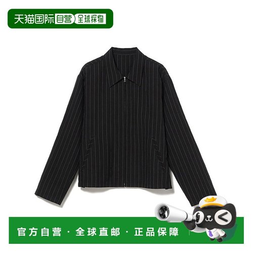 1h可退 日本直邮QUATTROCCHI 男士羊毛麻拼接条纹短款拉链外套 23