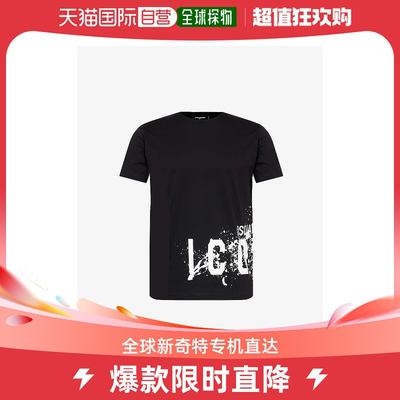 香港直邮潮奢 Dsquared2 男士Icon text-print 溅水图案徽标棉针T