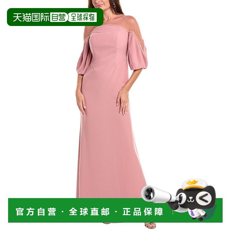 自营Rene Ruiz Illusion Crepe Column Gown - pink 美国奥莱直发