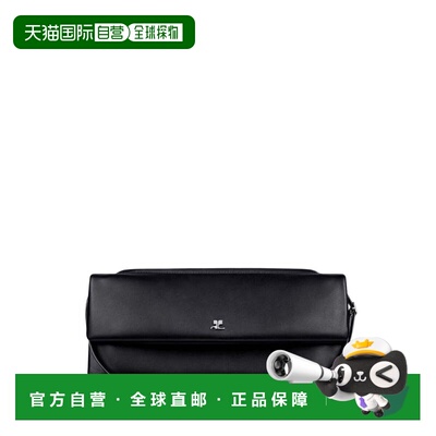 自营courregesBlack Leather Bag - black 美国奥莱直发斜挎包