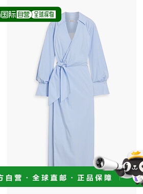 1h可退 香港直邮潮奢 Simkhai 女士 Briar 裹式条纹棉混纺府绸长