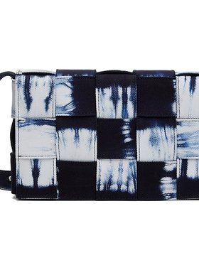 bottegaveneta葆蝶家男士海军蓝&白色中号单肩包