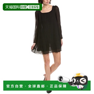 自营GANNI Pleated Georgette Mini Dress - black 美国奥莱直发