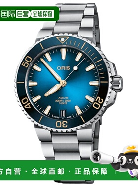 自营 Oris Aquis Date自动蓝色表盘钢制男士手表01 400 7769 4125