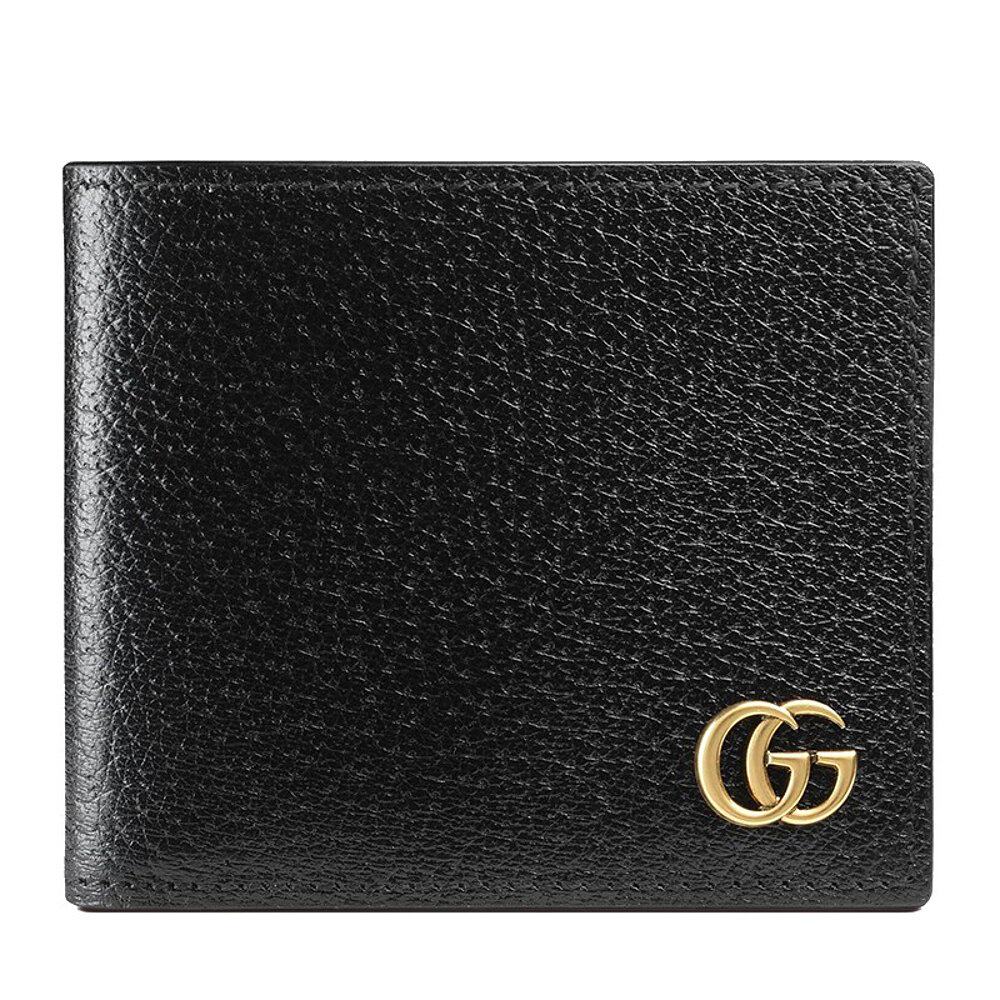 GUCCI/古驰 经典款 男士黑色GG Marmont皮革经