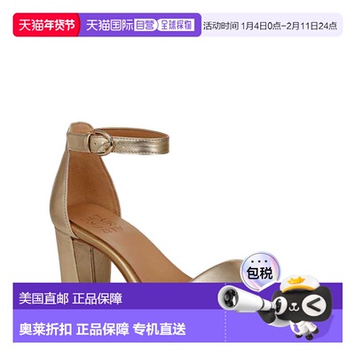自营Naturalizer Vera Ankle Strap Block Heel Sandal Dark Gold