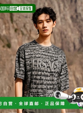香港直邮VERSACE 男士T恤 10125921A090302ED10 AW2023 黑色男装