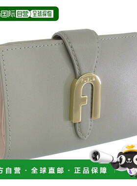 日本直邮FURLA 女士对折钱包绿色皮革MIASOFIA M 紧凑型钱包 WP00