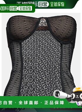 1h可退 香港直邮KHAITE 女士 Lori 蕾丝编织紧身胸衣 black黑色