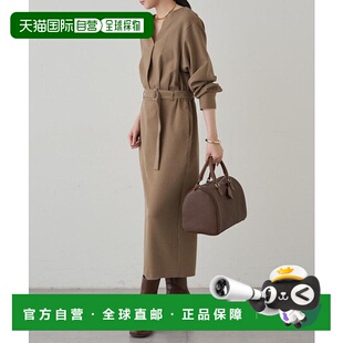 1h可退 日本直邮官方授权 Loungedress 褶皱V字腰带连衣裙