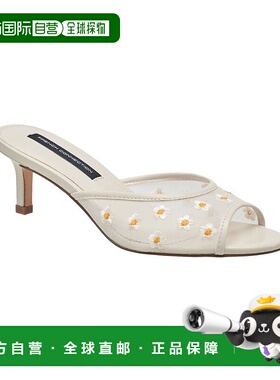 自营french connection法国连接南希网眼刺绣小猫高跟鞋-白色 美
