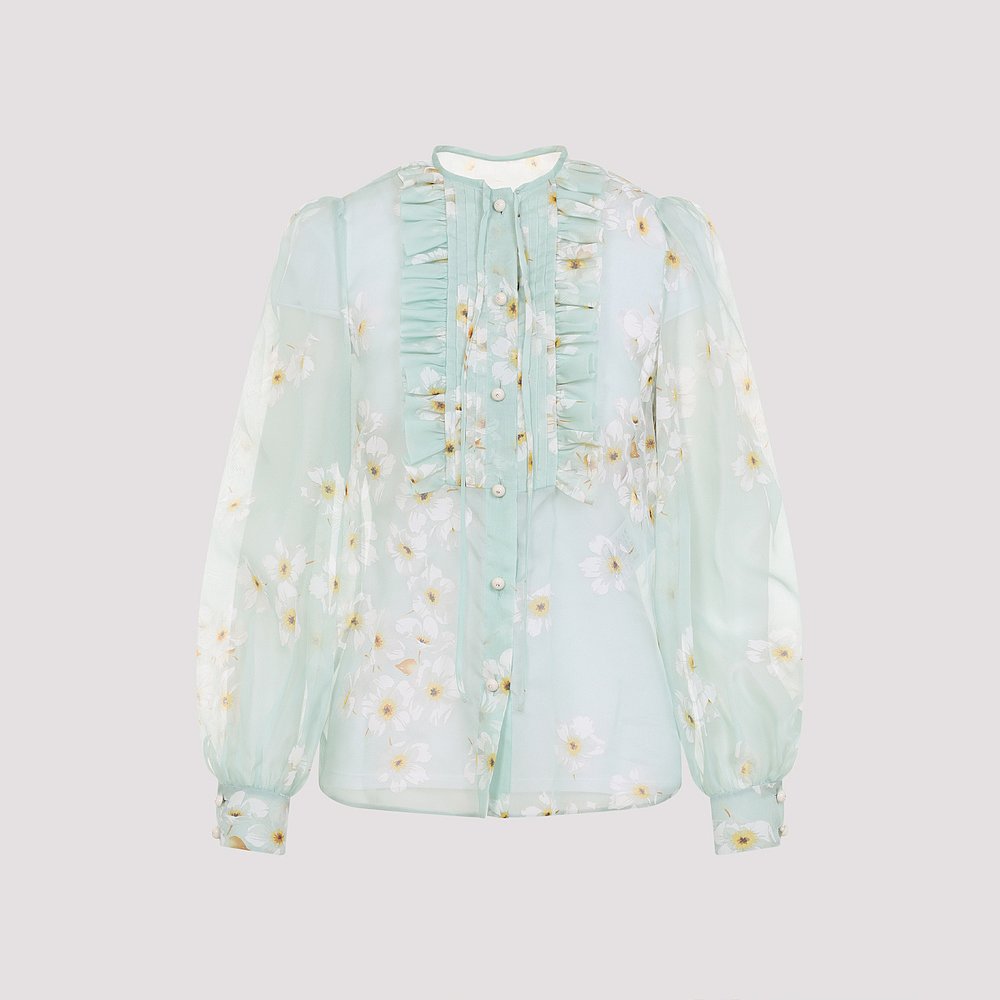 VALENTINO 女士衬衫 6B3AB792952QM1 SS2025 绿色 Silk Shirt